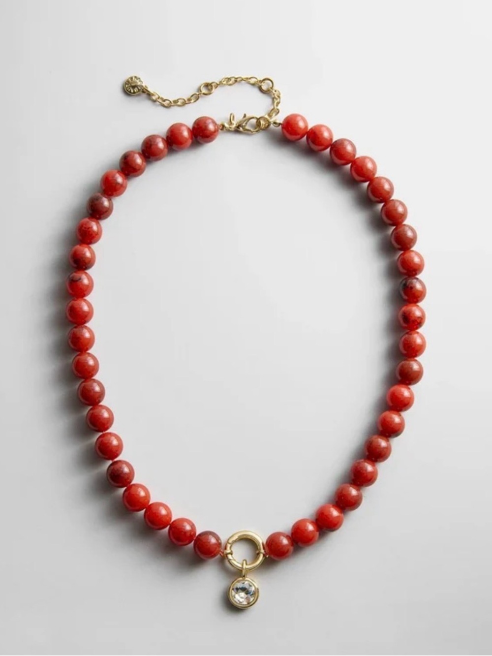BaubleBar Janette Beaded Ring Necklace- Carnelian